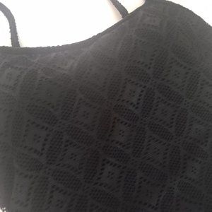 Catalina Womens Bathing Swim 1 Pc Black Crochet XL